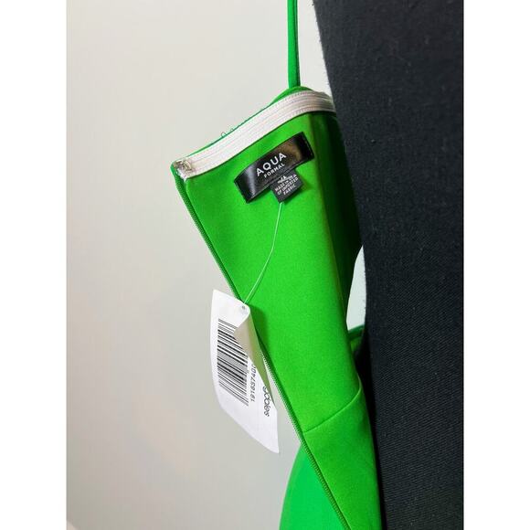 Aqua Formal Cut Out Crepe Gown Pencil Maxi Dress in Green Size 4 Side Slit Lined - Picture 7 of 7